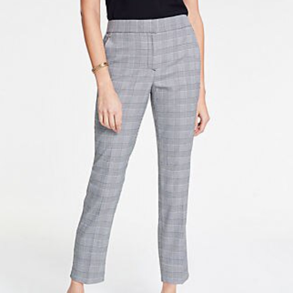 Ann Taylor Straight Leg Crop Pants Black and White